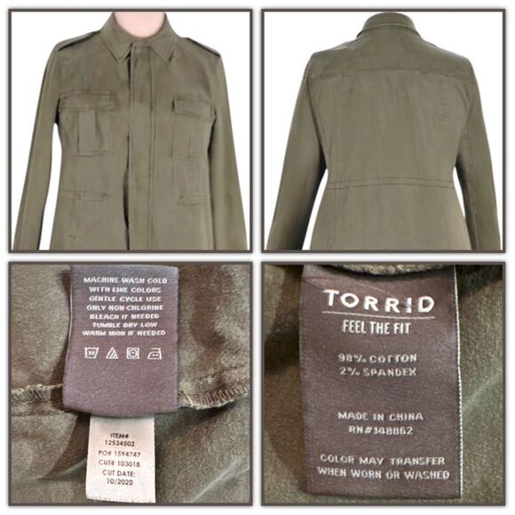 Torrid Twill Anorak Utility Jacket Size Large - Picture 15 of 16